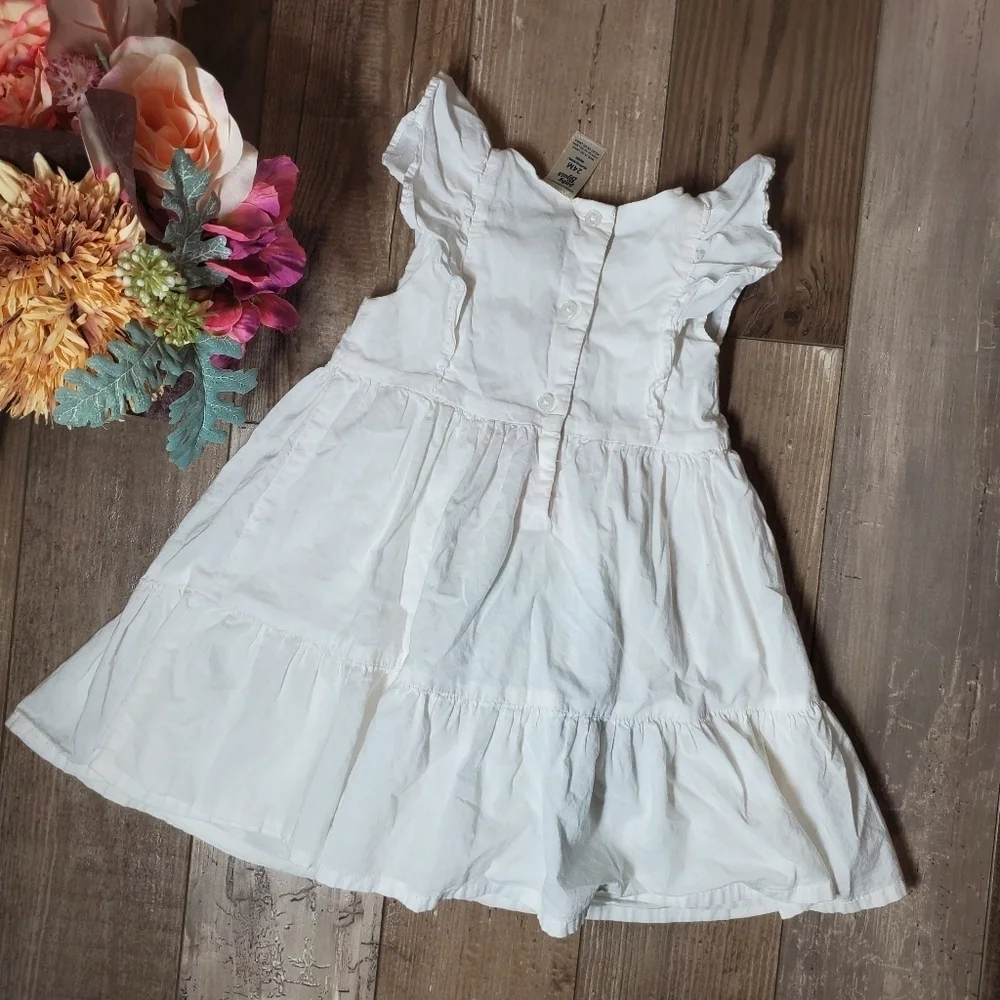 baby B'gosh Size 24m White Tiered Ruffle 100% Cotton Toddler Girl Dress NWOT